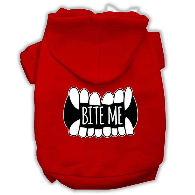 Bite Me Screenprint Dog Hoodie Red XS